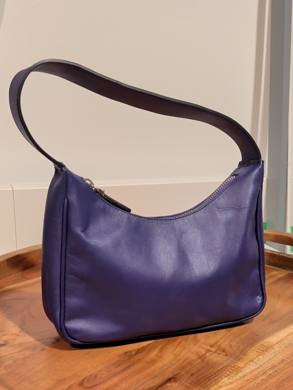L'INTERVALLE Purple Genuine Leather Mini Crescent Shoulder Bag